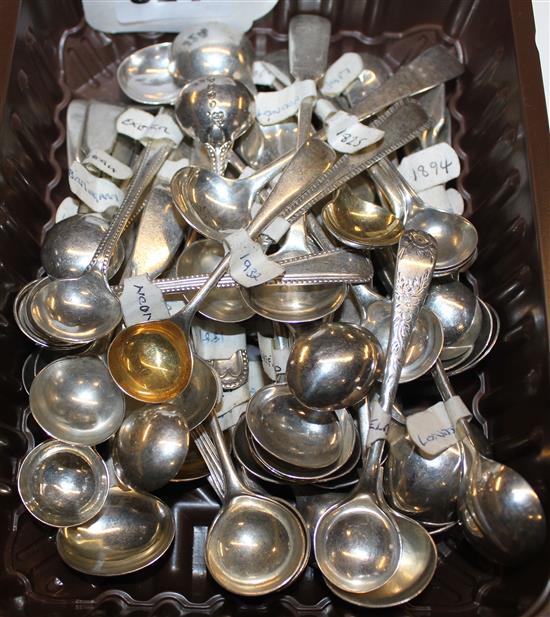 Collection of silver salt spoons, various dates and makers